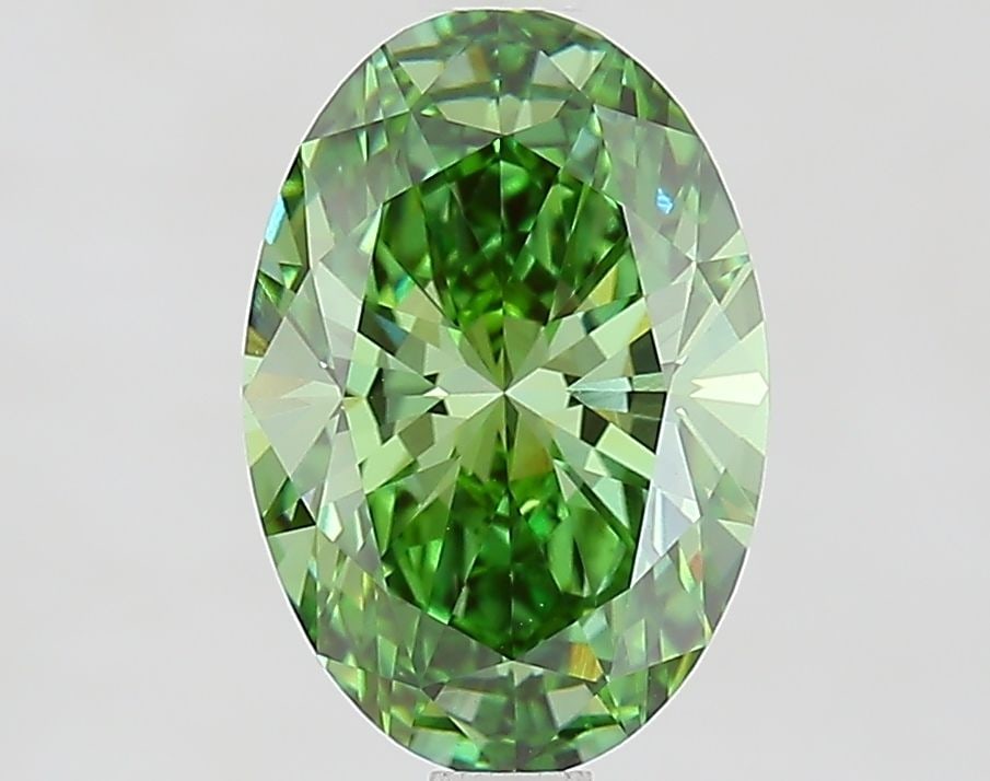 Loose Diamond - OVAL 2.0ct Fancy Vivid Green VS1: Loose Diamond - OVAL 2.0ct Fancy Vivid Green VS1 Source: This is a real non-mined Diamond that has been grown in a lab Shape: OVAL Carats: 2.0 Color: Fancy Vivid Green Certification: IGI Video: