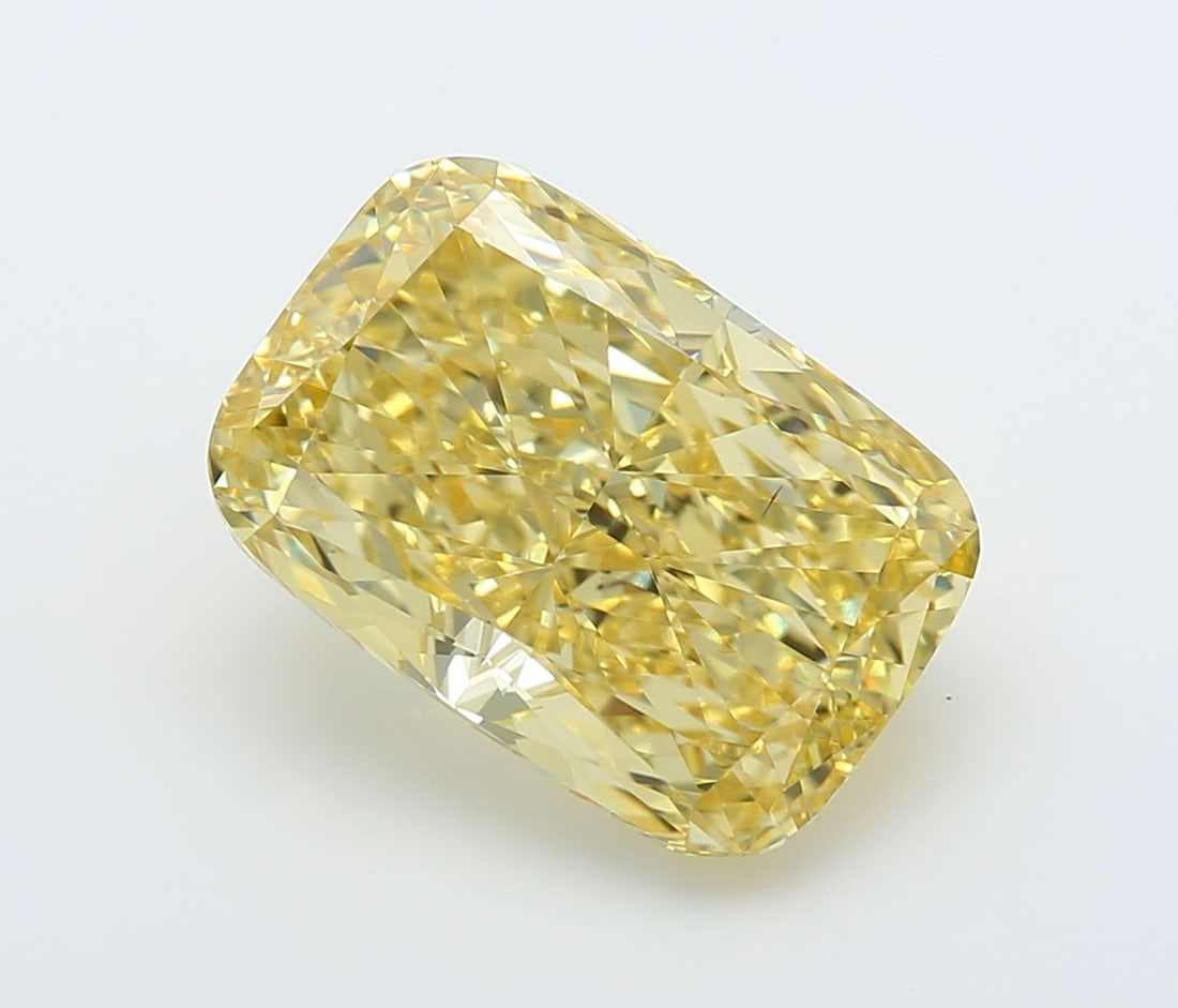 Loose Diamond - CUSHION MODIFIED 6.02ct Fancy Vivid Yellow VS1: Loose Diamond - CUSHION MODIFIED 6.02ct Fancy Vivid Yellow VS1 Source: This is a real non-mined Diamond that has been grown in a lab Shape: CUSHION MODIFIED Carats: 6.02 Color: Fancy Vivid Yellow Cert