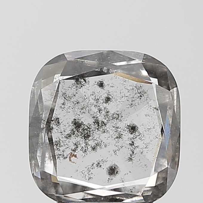 Loose Diamond - CUSHION BRILLIANT 2.1ct Salt and Pepper I2: Loose Diamond - CUSHION BRILLIANT 2.1ct Salt and Pepper I2 Source: This is a real non-mined Diamond that has been grown in a lab Shape: CUSHION BRILLIANT Carats: 2.1 Color: Salt and Pepper Certificati