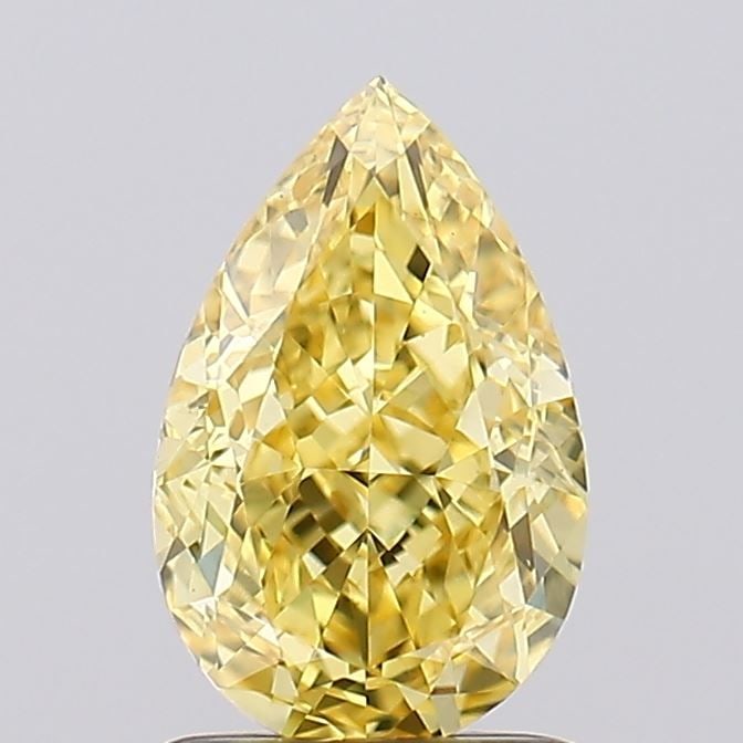 Loose Diamond - PEAR 1.53ct Fancy Vivid Yellow VS1: Loose Diamond - PEAR 1.53ct Fancy Vivid Yellow VS1 Source: This is a real non-mined Diamond that has been grown in a lab Shape: PEAR Carats: 1.53 Color: Fancy Vivid Yellow Certification: IGI Video: