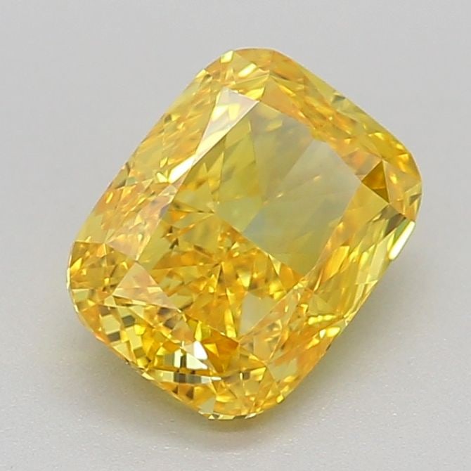 Loose Diamond - CUSHION MODIFIED 0.84ct Fancy Vivid Yellow VVS2: Loose Diamond - CUSHION MODIFIED 0.84ct Fancy Vivid Yellow VVS2 Source: This is a real non-mined Diamond that has been grown in a lab Shape: CUSHION MODIFIED Carats: 0.84 Color: Fancy Vivid Yellow