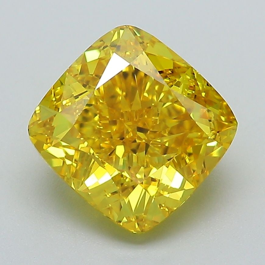 Loose Diamond - CUSHION MODIFIED 3.32ct Fancy Vivid Yellow VS1: Loose Diamond - CUSHION MODIFIED 3.32ct Fancy Vivid Yellow VS1 Source: This is a real non-mined Diamond that has been grown in a lab Shape: CUSHION MODIFIED Carats: 3.32 Color: Fancy Vivid Yellow Cert