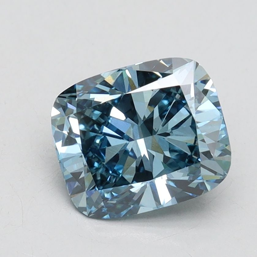 Loose Diamond - CUSHION BRILLIANT 1.58ct Fancy Vivid Blue VS1: Loose Diamond - CUSHION BRILLIANT 1.58ct Fancy Vivid Blue VS1 Source: This is a real non-mined Diamond that has been grown in a lab Shape: CUSHION BRILLIANT Carats: 1.58 Color: Fancy Vivid Blue Certif