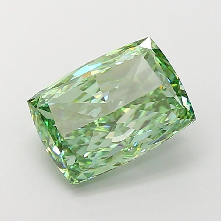 Loose Diamond - CUSHION MODIFIED 4.03ct Fancy Vivid Green VVS2: Loose Diamond - CUSHION MODIFIED 4.03ct Fancy Vivid Green VVS2 Source: This is a real non-mined Diamond that has been grown in a lab Shape: CUSHION MODIFIED Carats: 4.03 Color: Fancy Vivid Green Certi