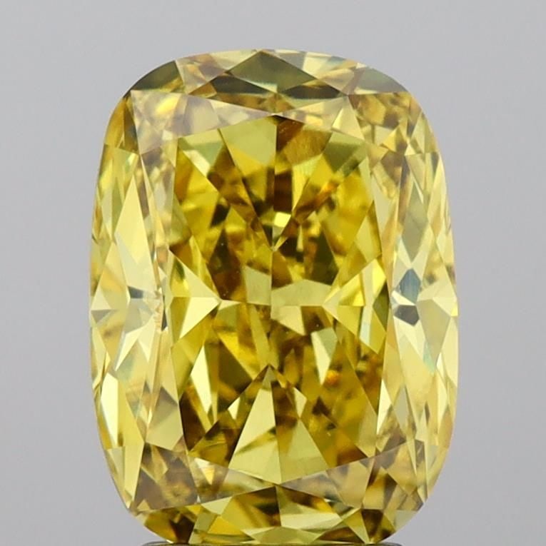 Loose Diamond - CUSHION MODIFIED 2.41ct Fancy Vivid Yellow VS1: Loose Diamond - CUSHION MODIFIED 2.41ct Fancy Vivid Yellow VS1 Source: This is a real non-mined Diamond that has been grown in a lab Shape: CUSHION MODIFIED Carats: 2.41 Color: Fancy Vivid Yellow Cert