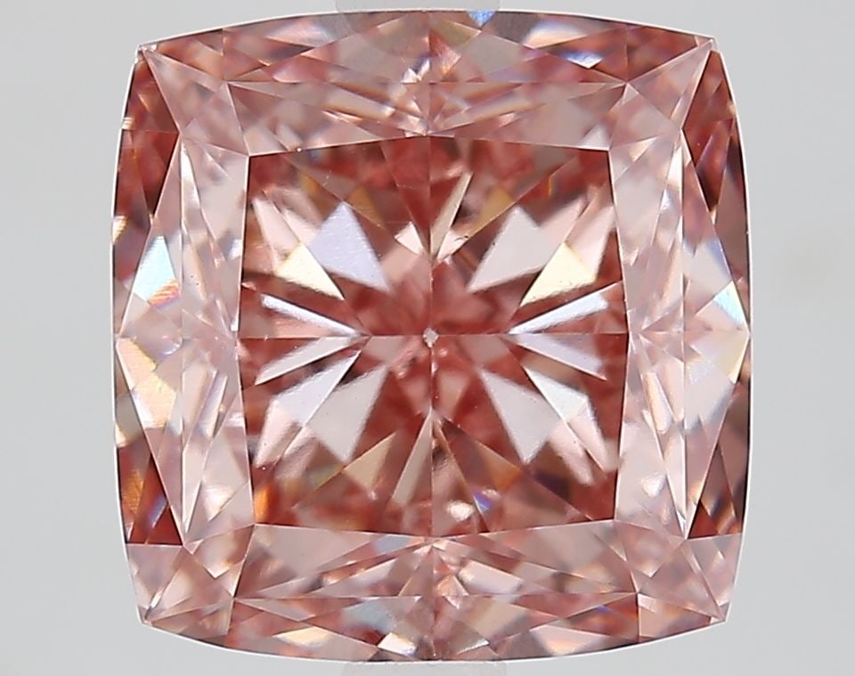 Loose Diamond - CUSHION MODIFIED 4.28ct Fancy Vivid Brownish Pink VS1: Loose Diamond - CUSHION MODIFIED 4.28ct Fancy Vivid Brownish Pink VS1 Source: This is a real non-mined Diamond that has been grown in a lab Shape: CUSHION MODIFIED Carats: 4.28 Color: Fancy Vivid Brow