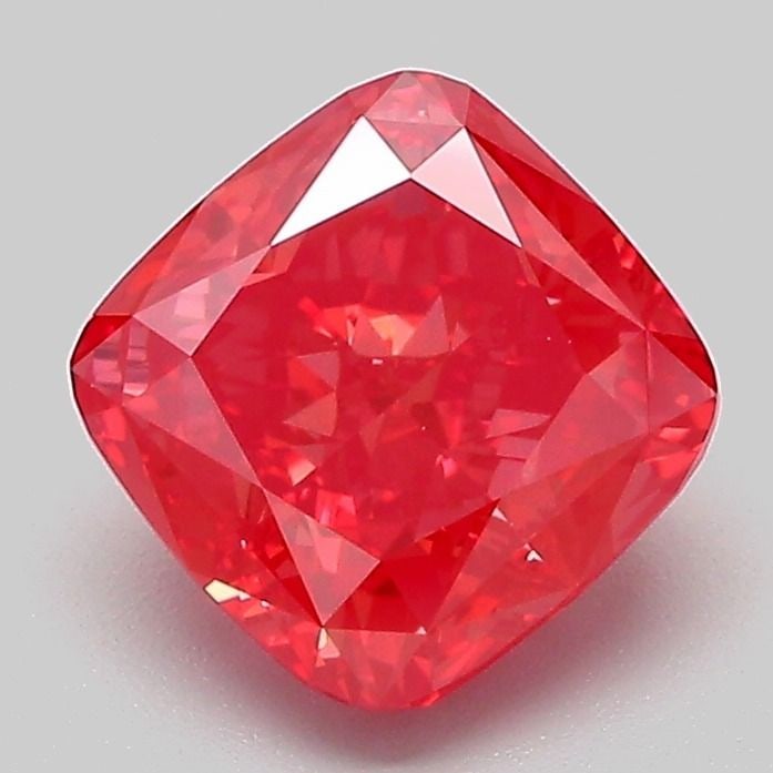 Loose Diamond - CUSHION MODIFIED 2.07ct Fancy Vivid Red VVS2: Loose Diamond - CUSHION MODIFIED 2.07ct Fancy Vivid Red VVS2 Source: This is a real non-mined Diamond that has been grown in a lab Shape: CUSHION MODIFIED Carats: 2.07 Color: Fancy Vivid Red Certifica