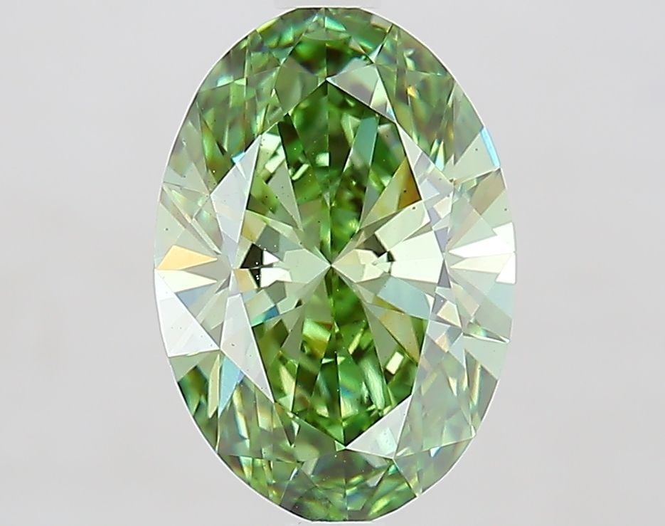Loose Diamond - OVAL 2.27ct Fancy Vivid Green VS2: Loose Diamond - OVAL 2.27ct Fancy Vivid Green VS2 Source: This is a real non-mined Diamond that has been grown in a lab Shape: OVAL Carats: 2.27 Color: Fancy Vivid Green Certification: IGI Video: