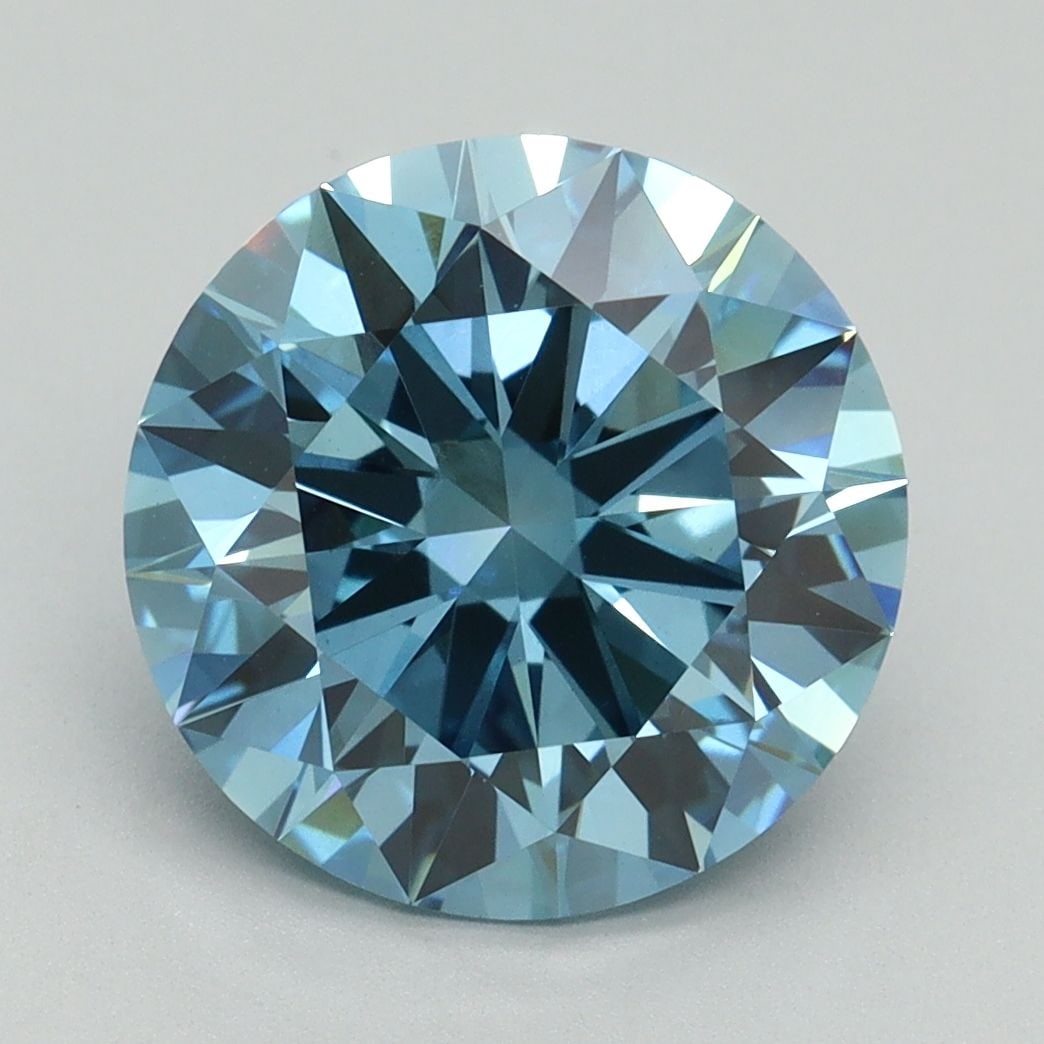 Ideal Loose Diamond - ROUND 4.06ct Fancy Vivid Blue VS1: Ideal Loose Diamond - ROUND 4.06ct Fancy Vivid Blue VS1 Source: This is a real non-mined Diamond that has been grown in a lab Shape: ROUND Carats: 4.06 Color: Fancy Vivid Blue Certification: IGI Video