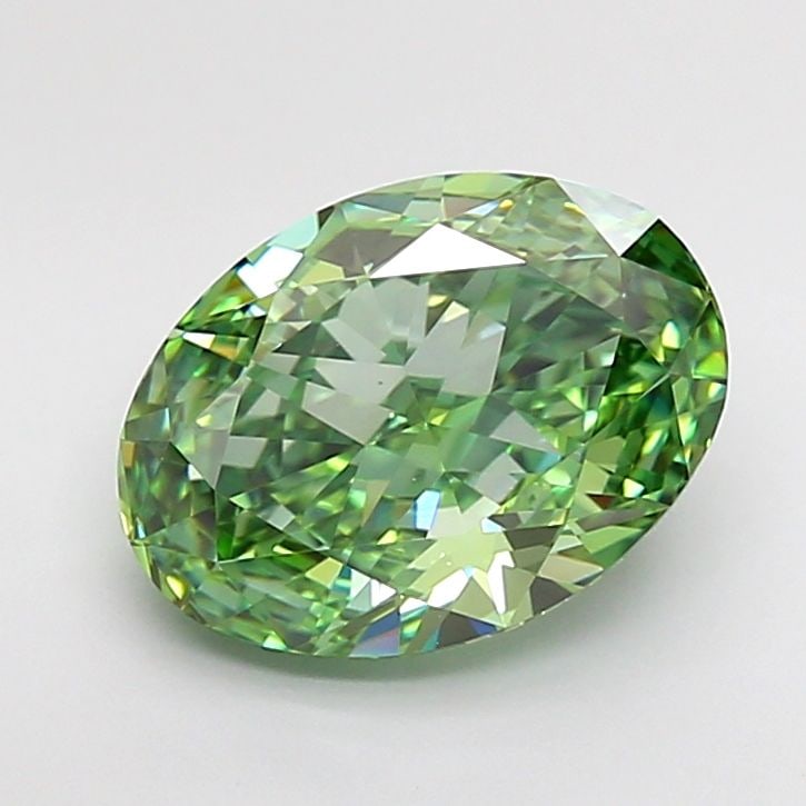 Loose Diamond - OVAL 3.18ct Fancy Vivid Green VS1: Loose Diamond - OVAL 3.18ct Fancy Vivid Green VS1 Source: This is a real non-mined Diamond that has been grown in a lab Shape: OVAL Carats: 3.18 Color: Fancy Vivid Green Certification: IGI Video: