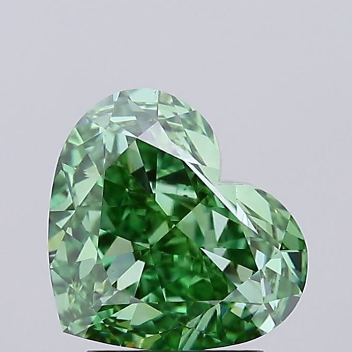 Loose Diamond - HEART 2.16ct Fancy Vivid Green VS1: Loose Diamond - HEART 2.16ct Fancy Vivid Green VS1 Source: This is a real non-mined Diamond that has been grown in a lab Shape: HEART Carats: 2.16 Color: Fancy Vivid Green Certification: IGI Video: