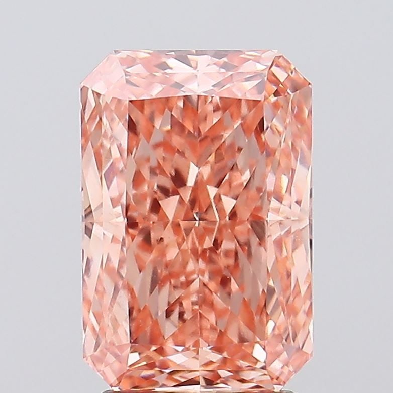 Loose Diamond - RADIANT 3.08ct Fancy Vivid Orangey Pink VS1: Loose Diamond - RADIANT 3.08ct Fancy Vivid Orangey Pink VS1 Source: This is a real non-mined Diamond that has been grown in a lab Shape: RADIANT Carats: 3.08 Color: Fancy Vivid Orangey Pink Certificat