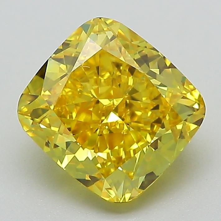Loose Diamond - CUSHION MODIFIED 2.18ct Fancy Vivid Yellow VS1: Loose Diamond - CUSHION MODIFIED 2.18ct Fancy Vivid Yellow VS1 Source: This is a real non-mined Diamond that has been grown in a lab Shape: CUSHION MODIFIED Carats: 2.18 Color: Fancy Vivid Yellow Cert