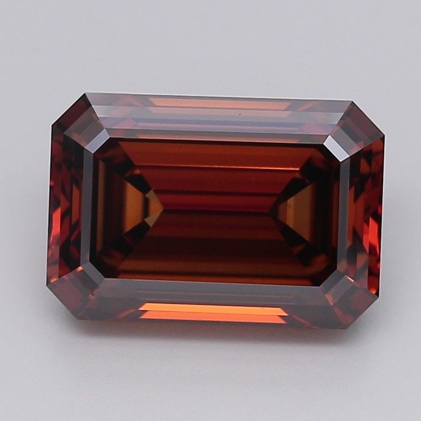 Loose Diamond - EMERALD 5.28ct Fancy Deep Brownish Orange VVS2: Loose Diamond - EMERALD 5.28ct Fancy Deep Brownish Orange VVS2 Source: This is a real non-mined Diamond that has been grown in a lab Shape: EMERALD Carats: 5.28 Color: Fancy Deep Brownish Orange Certi