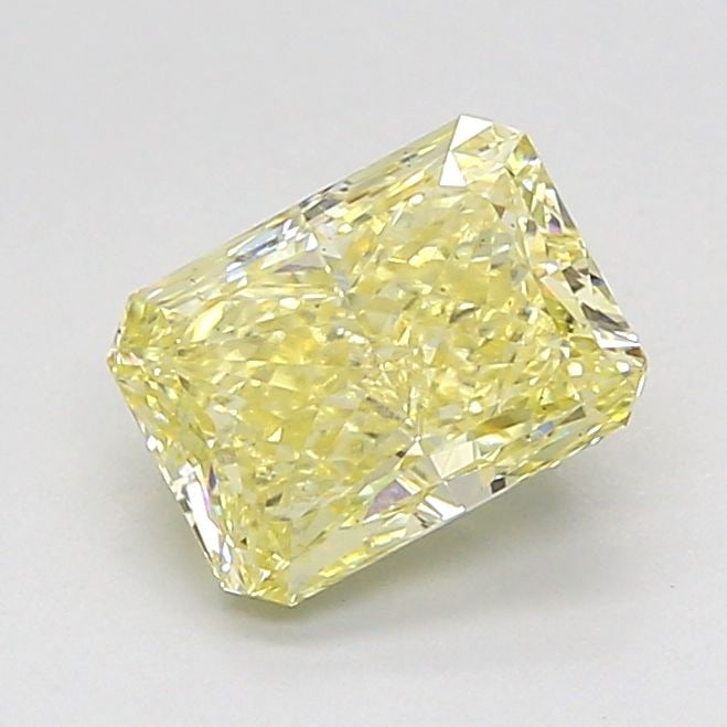 Loose Diamond - RADIANT 1.51ct Fancy Light Yellow VS2: Loose Diamond - RADIANT 1.51ct Fancy Light Yellow VS2 Source: This is a real non-mined Diamond that has been grown in a lab Shape: RADIANT Carats: 1.51 Color: Fancy Light Yellow Certification: IGI Vid