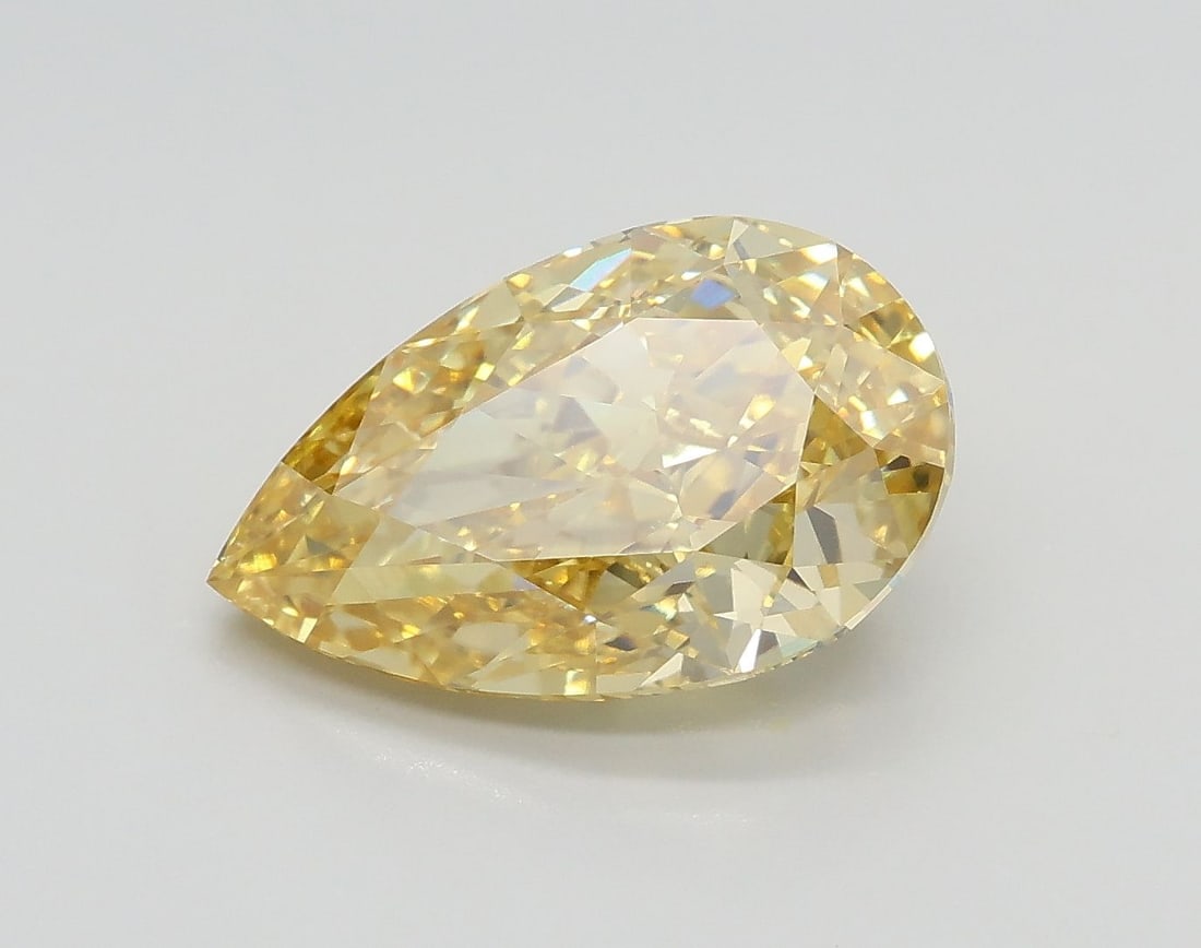 Loose Diamond - PEAR 3.02ct Fancy Intense Yellow VVS2: Loose Diamond - PEAR 3.02ct Fancy Intense Yellow VVS2 Source: This is a real non-mined Diamond that has been grown in a lab Shape: PEAR Carats: 3.02 Color: Fancy Intense Yellow Certification: IGI Vide
