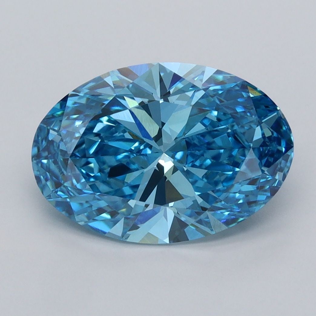 Loose Diamond - OVAL 3.09ct Fancy Vivid Blue VVS2: Loose Diamond - OVAL 3.09ct Fancy Vivid Blue VVS2 Source: This is a real non-mined Diamond that has been grown in a lab Shape: OVAL Carats: 3.09 Color: Fancy Vivid Blue Certification: IGI Video: