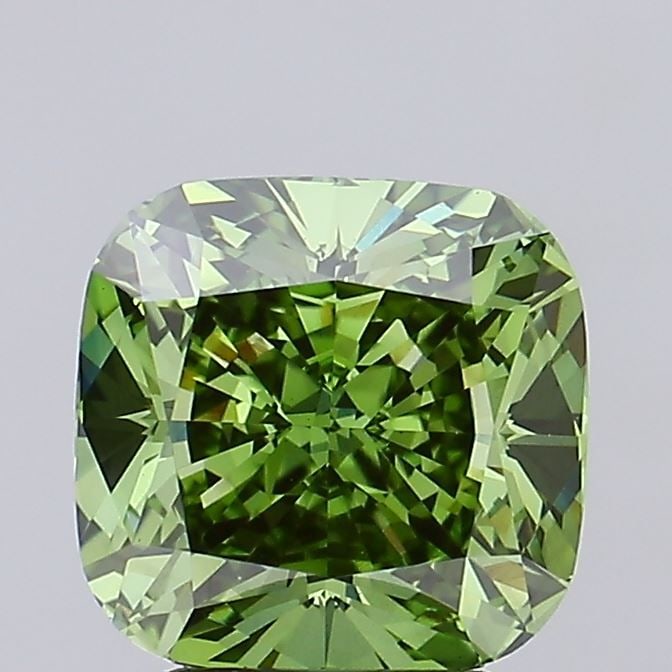 Loose Diamond - CUSHION BRILLIANT 3.01ct Fancy Vivid Green VS1: Loose Diamond - CUSHION BRILLIANT 3.01ct Fancy Vivid Green VS1 Source: This is a real non-mined Diamond that has been grown in a lab Shape: CUSHION BRILLIANT Carats: 3.01 Color: Fancy Vivid Green Cert