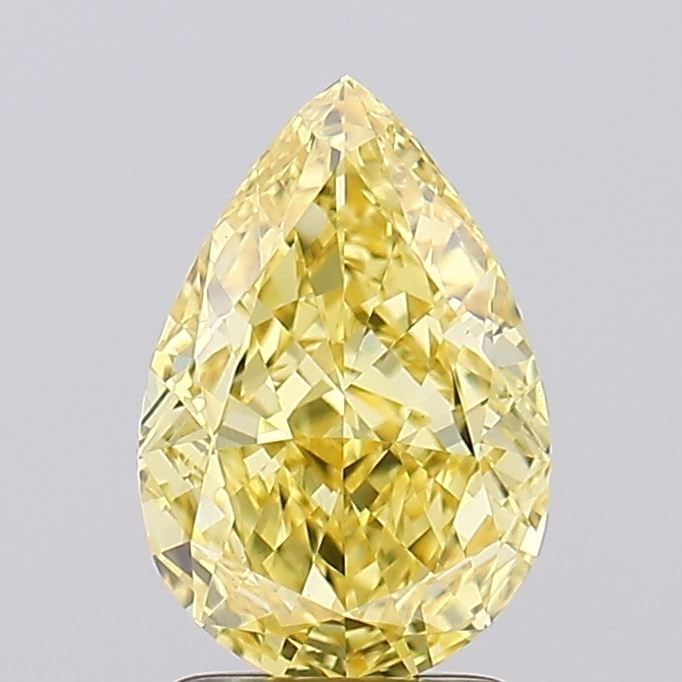 Loose Diamond - PEAR 2.05ct Fancy Vivid Yellow VS1: Loose Diamond - PEAR 2.05ct Fancy Vivid Yellow VS1 Source: This is a real non-mined Diamond that has been grown in a lab Shape: PEAR Carats: 2.05 Color: Fancy Vivid Yellow Certification: IGI Video: