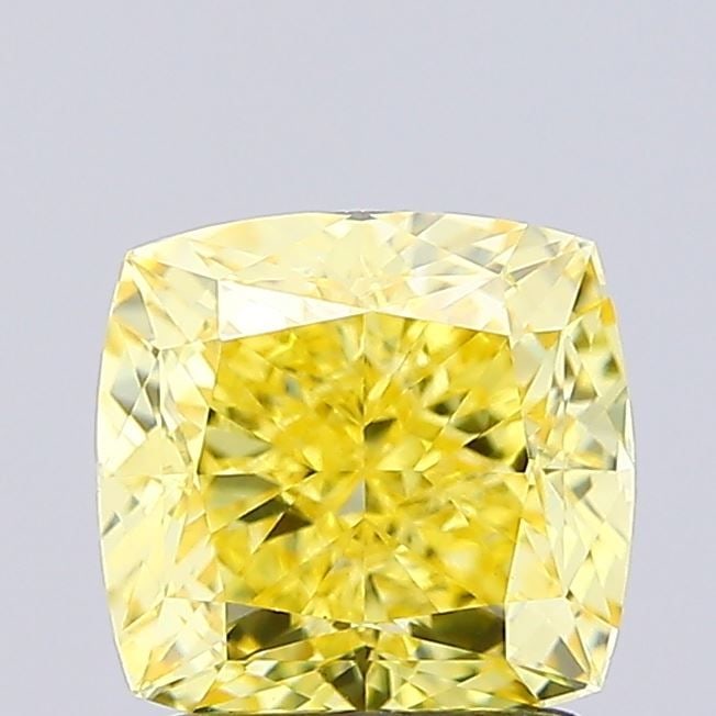 Loose Diamond - CUSHION MODIFIED 1.56ct Fancy Vivid Yellow VS1: Loose Diamond - CUSHION MODIFIED 1.56ct Fancy Vivid Yellow VS1 Source: This is a real non-mined Diamond that has been grown in a lab Shape: CUSHION MODIFIED Carats: 1.56 Color: Fancy Vivid Yellow Cert