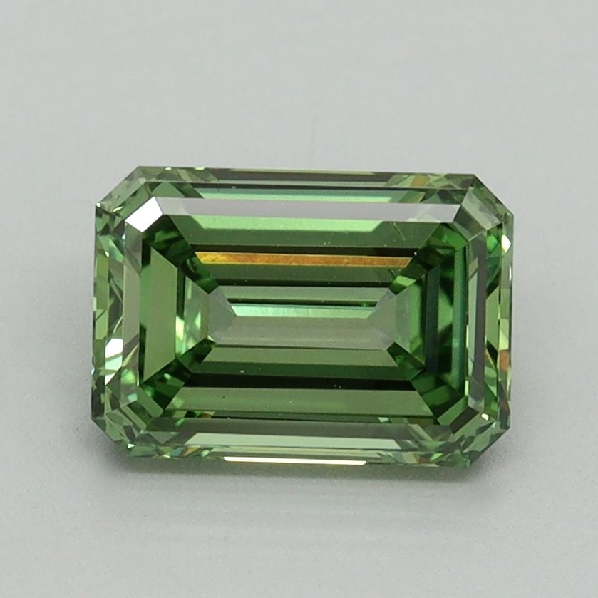Loose Diamond - EMERALD 1.45ct Fancy Vivid Green VS2: Loose Diamond - EMERALD 1.45ct Fancy Vivid Green VS2 Source: This is a real non-mined Diamond that has been grown in a lab Shape: EMERALD Carats: 1.45 Color: Fancy Vivid Green Certification: IGI Video