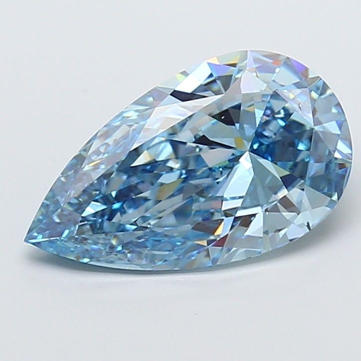 Loose Diamond - PEAR 5.03ct Fancy Vivid Blue VS1: Loose Diamond - PEAR 5.03ct Fancy Vivid Blue VS1 Source: This is a real non-mined Diamond that has been grown in a lab Shape: PEAR Carats: 5.03 Color: Fancy Vivid Blue Certification: IGI Video: