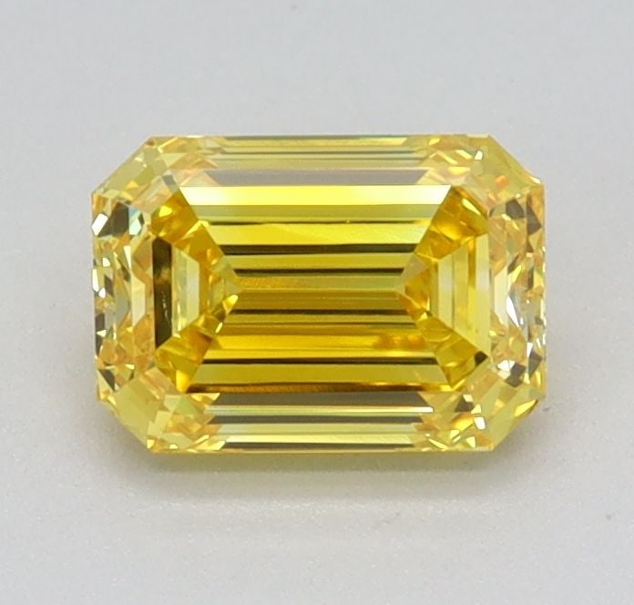 Loose Diamond - EMERALD 0.63ct Fancy Vivid Yellow VS1: Loose Diamond - EMERALD 0.63ct Fancy Vivid Yellow VS1 Source: This is a real non-mined Diamond that has been grown in a lab Shape: EMERALD Carats: 0.63 Color: Fancy Vivid Yellow Certification: IGI Vid