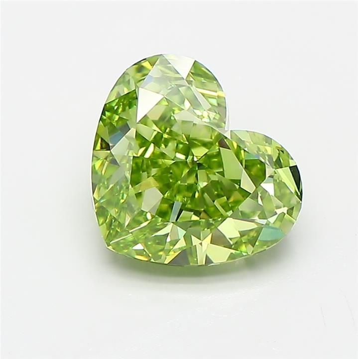 Loose Diamond - HEART 2.53ct Fancy Vivid Green VS1: Loose Diamond - HEART 2.53ct Fancy Vivid Green VS1 Source: This is a real non-mined Diamond that has been grown in a lab Shape: HEART Carats: 2.53 Color: Fancy Vivid Green Certification: IGI Video:
