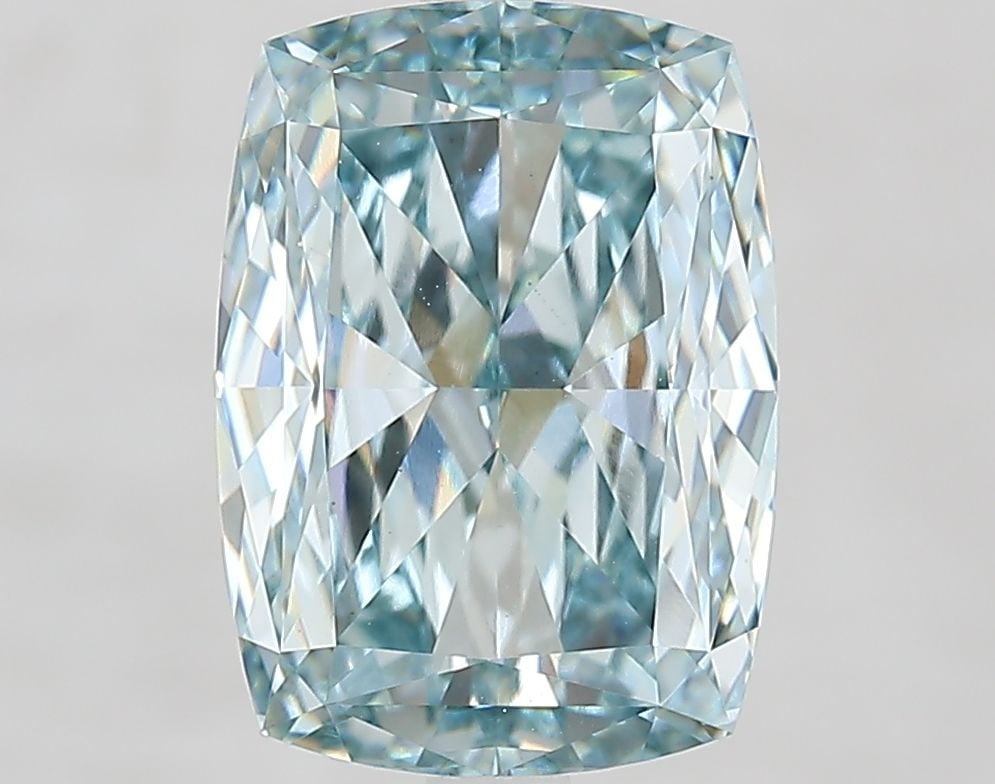 Loose Diamond - CUSHION MODIFIED 5.05ct Fancy Intense Blueish Green VS1: Loose Diamond - CUSHION MODIFIED 5.05ct Fancy Intense Blueish Green VS1 Source: This is a real non-mined Diamond that has been grown in a lab Shape: CUSHION MODIFIED Carats: 5.05 Color: Fancy Intense 