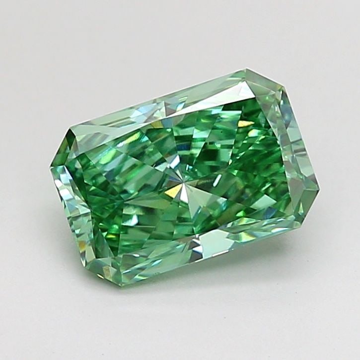 Loose Diamond - RADIANT 1.5ct Fancy Vivid Green VVS2: Loose Diamond - RADIANT 1.5ct Fancy Vivid Green VVS2 Source: This is a real non-mined Diamond that has been grown in a lab Shape: RADIANT Carats: 1.5 Color: Fancy Vivid Green Certification: IGI Video:
