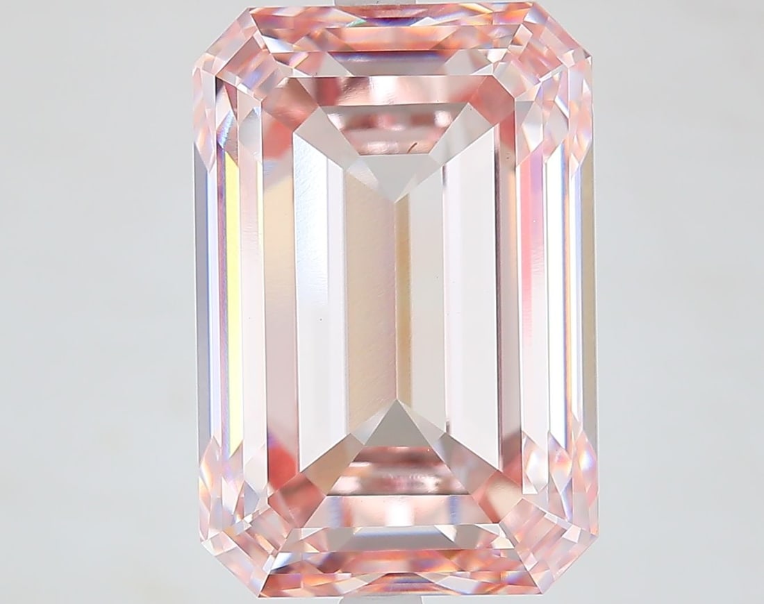 Loose Diamond - EMERALD 12.02ct Fancy Light Pink VVS2: Loose Diamond - EMERALD 12.02ct Fancy Light Pink VVS2 Source: This is a real non-mined Diamond that has been grown in a lab Shape: EMERALD Carats: 12.02 Color: Fancy Light Pink Certification: IGI Vide