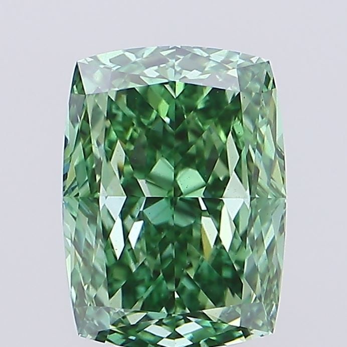 Loose Diamond - CUSHION MODIFIED 4.21ct Fancy Vivid Green VS1: Loose Diamond - CUSHION MODIFIED 4.21ct Fancy Vivid Green VS1 Source: This is a real non-mined Diamond that has been grown in a lab Shape: CUSHION MODIFIED Carats: 4.21 Color: Fancy Vivid Green Certif