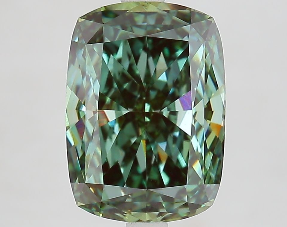 Loose Diamond - CUSHION MODIFIED 4.03ct Fancy Vivid Green VVS2: Loose Diamond - CUSHION MODIFIED 4.03ct Fancy Vivid Green VVS2 Source: This is a real non-mined Diamond that has been grown in a lab Shape: CUSHION MODIFIED Carats: 4.03 Color: Fancy Vivid Green Certi