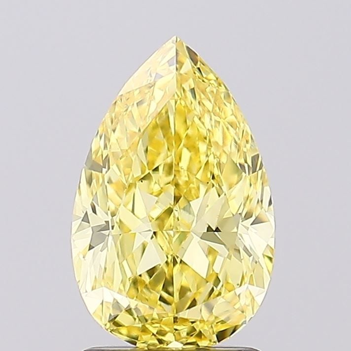 Loose Diamond - PEAR 1.75ct Fancy Vivid Yellow VS1: Loose Diamond - PEAR 1.75ct Fancy Vivid Yellow VS1 Source: This is a real non-mined Diamond that has been grown in a lab Shape: PEAR Carats: 1.75 Color: Fancy Vivid Yellow Certification: IGI Video: