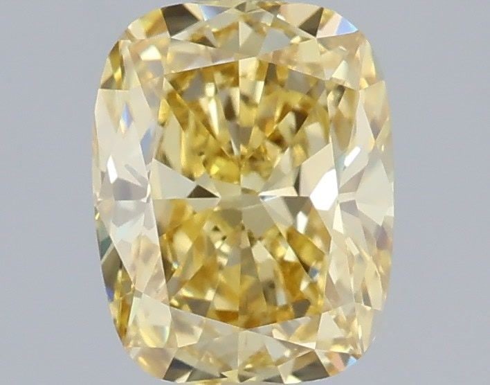 Loose Diamond - CUSHION MODIFIED 1.05ct Fancy Intense Yellow VS1: Loose Diamond - CUSHION MODIFIED 1.05ct Fancy Intense Yellow VS1 Source: This is a real non-mined Diamond that has been grown in a lab Shape: CUSHION MODIFIED Carats: 1.05 Color: Fancy Intense Yellow 