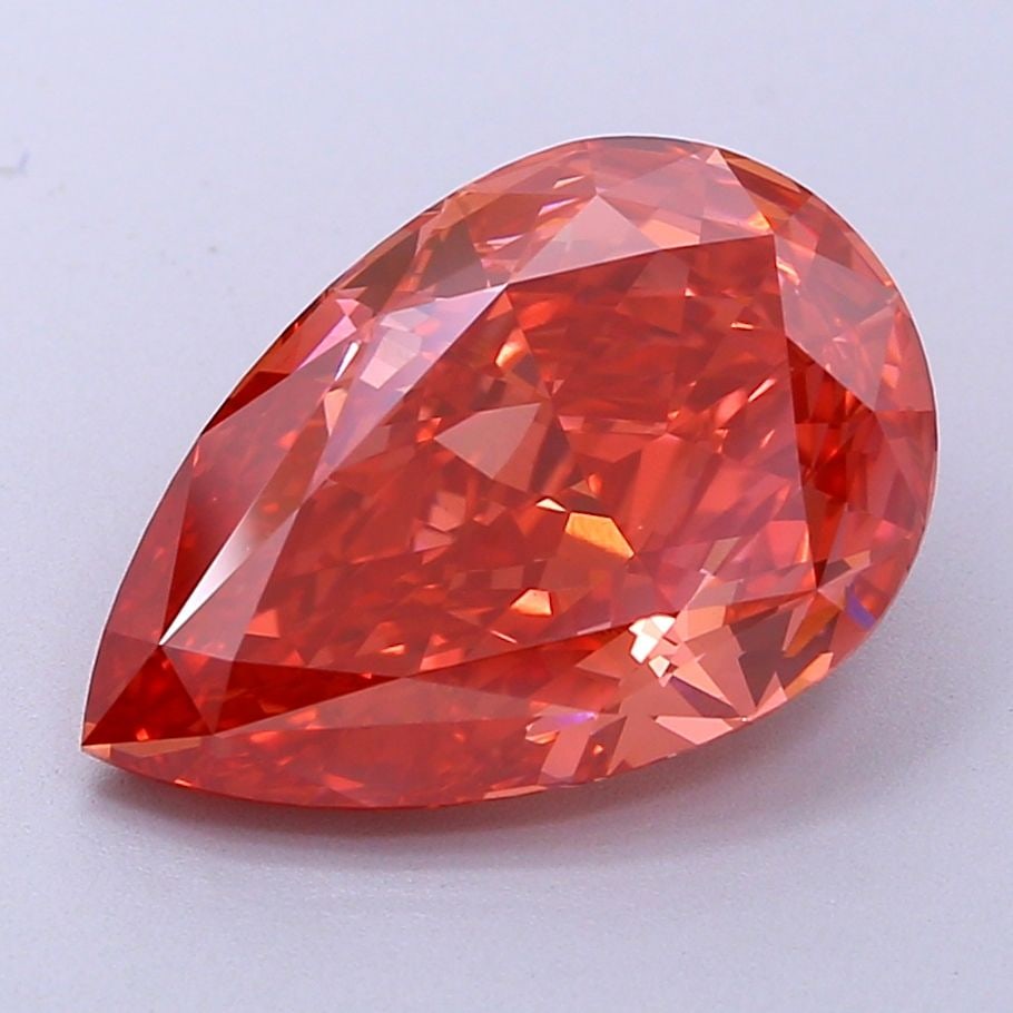 Loose Diamond - PEAR 5.34ct Fancy Vivid Red VS2: Loose Diamond - PEAR 5.34ct Fancy Vivid Red VS2 Source: This is a real non-mined Diamond that has been grown in a lab Shape: PEAR Carats: 5.34 Color: Fancy Vivid Red Certification: IGI Video: