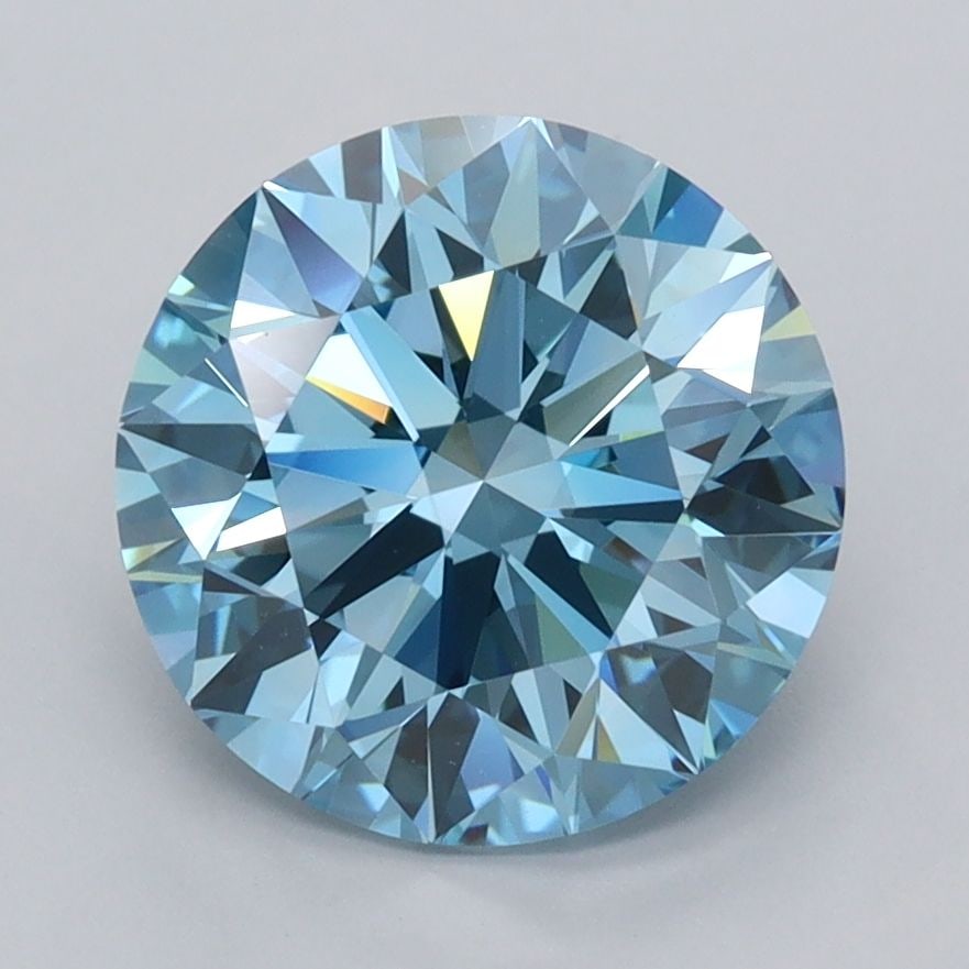 Ideal Loose Diamond - ROUND 3.02ct Fancy Vivid Blue VS1: Ideal Loose Diamond - ROUND 3.02ct Fancy Vivid Blue VS1 Source: This is a real non-mined Diamond that has been grown in a lab Shape: ROUND Carats: 3.02 Color: Fancy Vivid Blue Certification: IGI