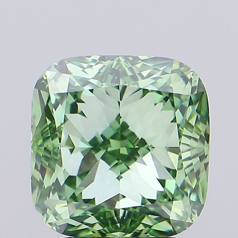 Loose Diamond - CUSHION MODIFIED 4.03ct Fancy Vivid Green VVS1: Loose Diamond - CUSHION MODIFIED 4.03ct Fancy Vivid Green VVS1 Source: This is a real non-mined Diamond that has been grown in a lab Shape: CUSHION MODIFIED Carats: 4.03 Color: Fancy Vivid Green Certi