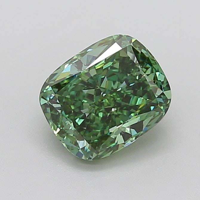 Loose Diamond - CUSHION MODIFIED 2.3ct Fancy Vivid Green VVS2: Loose Diamond - CUSHION MODIFIED 2.3ct Fancy Vivid Green VVS2 Source: This is a real non-mined Diamond that has been grown in a lab Shape: CUSHION MODIFIED Carats: 2.3 Color: Fancy Vivid Green Certifi