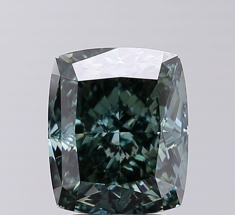 Loose Diamond - CUSHION MODIFIED 4.07ct Fancy Vivid Green VS2: Loose Diamond - CUSHION MODIFIED 4.07ct Fancy Vivid Green VS2 Source: This is a real non-mined Diamond that has been grown in a lab Shape: CUSHION MODIFIED Carats: 4.07 Color: Fancy Vivid Green Certif