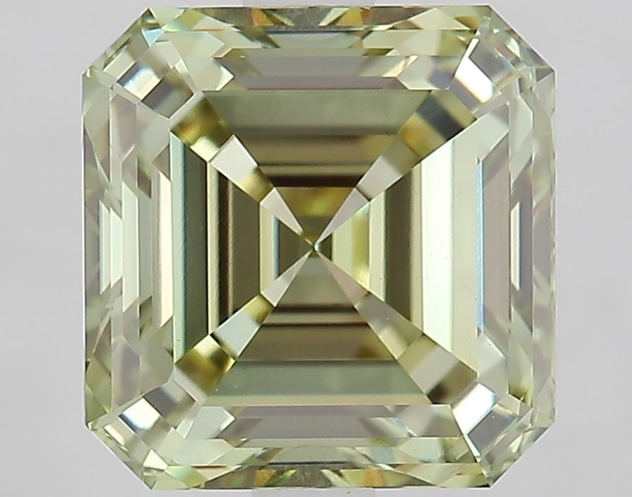 Loose Diamond - ASSCHER 3.1ct Fancy Vivid Green VVS2: Loose Diamond - ASSCHER 3.1ct Fancy Vivid Green VVS2 Source: This is a real non-mined Diamond that has been grown in a lab Shape: ASSCHER Carats: 3.1 Color: Fancy Vivid Green Certification: IGI Video: