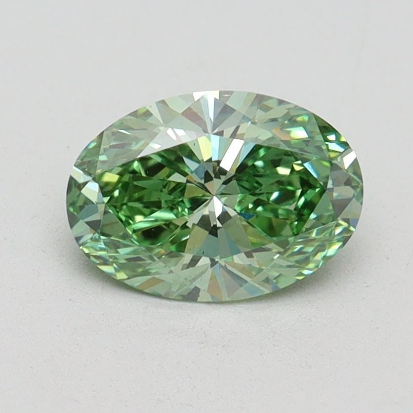 Loose Diamond - OVAL 1.07ct Fancy Vivid Green VS2: Loose Diamond - OVAL 1.07ct Fancy Vivid Green VS2 Source: This is a real non-mined Diamond that has been grown in a lab Shape: OVAL Carats: 1.07 Color: Fancy Vivid Green Certification: IGI Video: