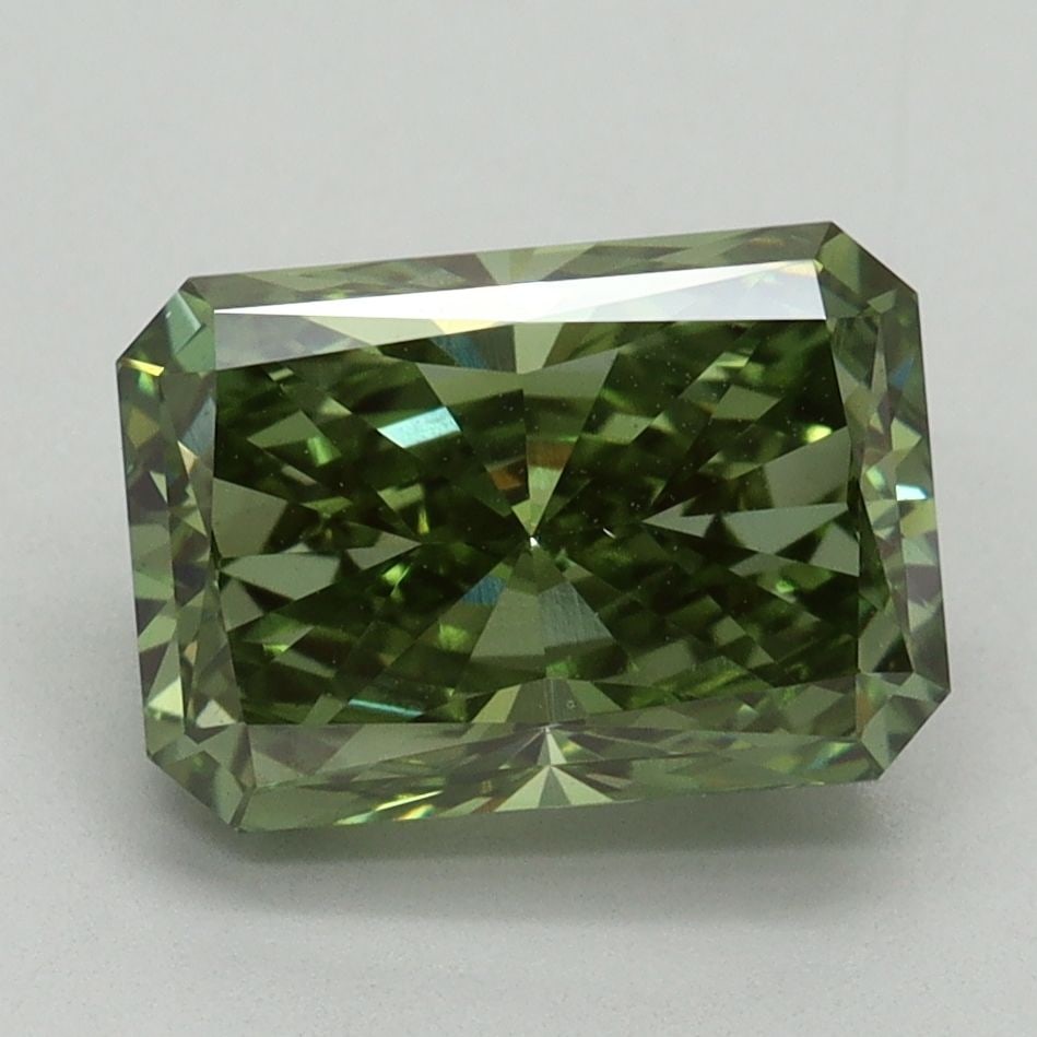 Loose Diamond - RADIANT 3.0ct Fancy Vivid Green VS1: Loose Diamond - RADIANT 3.0ct Fancy Vivid Green VS1 Source: This is a real non-mined Diamond that has been grown in a lab Shape: RADIANT Carats: 3.0 Color: Fancy Vivid Green Certification: IGI Video: