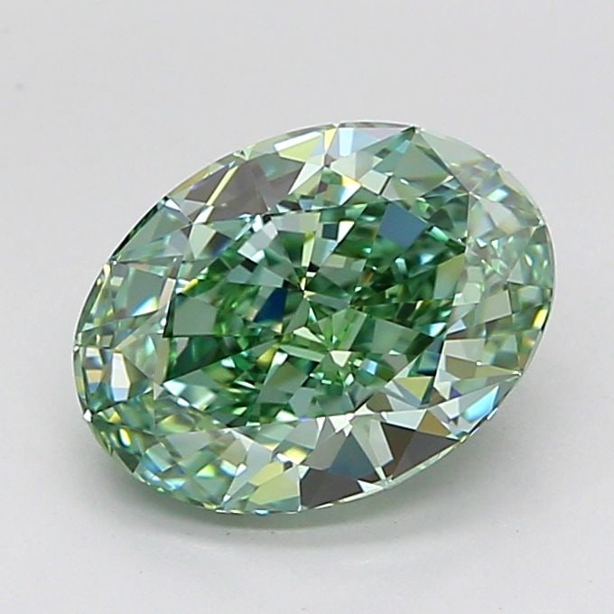 Loose Diamond - OVAL 3.09ct Fancy Vivid Green VVS1: Loose Diamond - OVAL 3.09ct Fancy Vivid Green VVS1 Source: This is a real non-mined Diamond that has been grown in a lab Shape: OVAL Carats: 3.09 Color: Fancy Vivid Green Certification: IGI Video: