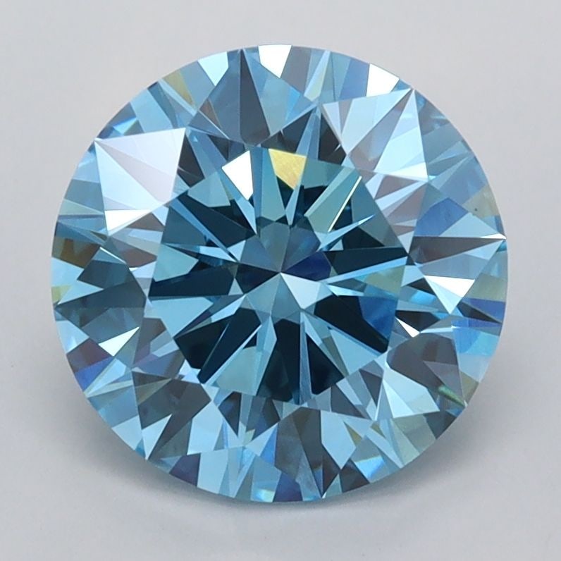 Ideal Loose Diamond - ROUND 2.46ct Fancy Vivid Blue VVS2: Ideal Loose Diamond - ROUND 2.46ct Fancy Vivid Blue VVS2 Source: This is a real non-mined Diamond that has been grown in a lab Shape: ROUND Carats: 2.46 Color: Fancy Vivid Blue Certification: IGI Vide