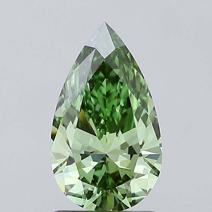 Loose Diamond - PEAR 1.33ct Fancy Vivid Green VS1: Loose Diamond - PEAR 1.33ct Fancy Vivid Green VS1 Source: This is a real non-mined Diamond that has been grown in a lab Shape: PEAR Carats: 1.33 Color: Fancy Vivid Green Certification: IGI Video: