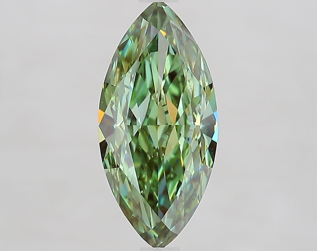 Loose Diamond - MARQUISE 2.53ct Fancy Vivid Green VS1: Loose Diamond - MARQUISE 2.53ct Fancy Vivid Green VS1 Source: This is a real non-mined Diamond that has been grown in a lab Shape: MARQUISE Carats: 2.53 Color: Fancy Vivid Green Certification: IGI Vid