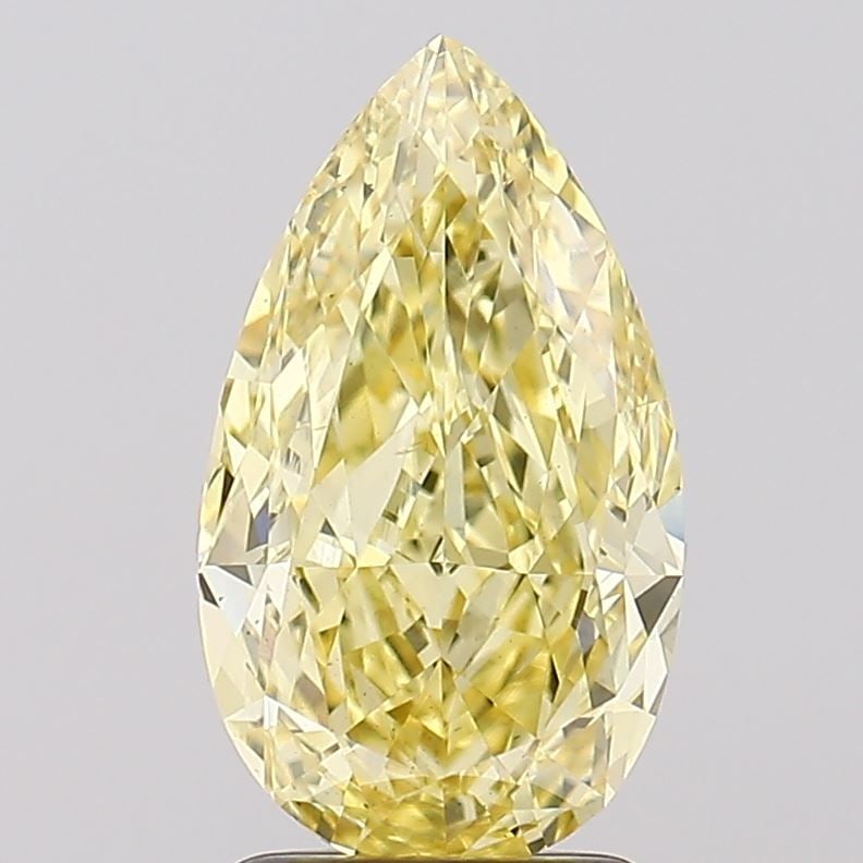 Loose Diamond - PEAR 2.39ct Fancy Intense Yellow VS1: Loose Diamond - PEAR 2.39ct Fancy Intense Yellow VS1 Source: This is a real non-mined Diamond that has been grown in a lab Shape: PEAR Carats: 2.39 Color: Fancy Intense Yellow Certification: IGI Video