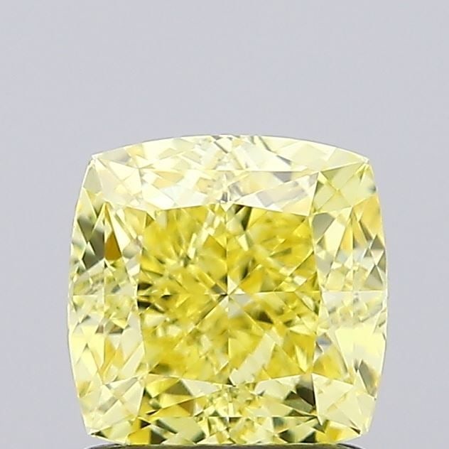 Loose Diamond - CUSHION MODIFIED 1.29ct Fancy Intense Yellow VVS2: Loose Diamond - CUSHION MODIFIED 1.29ct Fancy Intense Yellow VVS2 Source: This is a real non-mined Diamond that has been grown in a lab Shape: CUSHION MODIFIED Carats: 1.29 Color: Fancy Intense Yellow