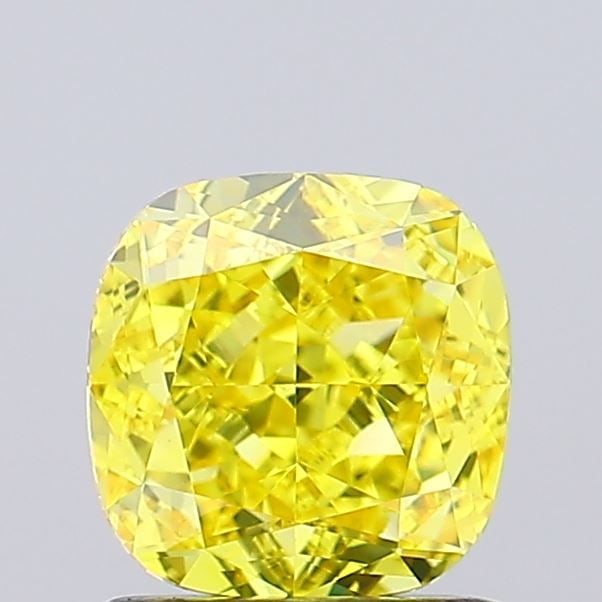 Loose Diamond - CUSHION MODIFIED 1.26ct Fancy Vivid Yellow VVS2: Loose Diamond - CUSHION MODIFIED 1.26ct Fancy Vivid Yellow VVS2 Source: This is a real non-mined Diamond that has been grown in a lab Shape: CUSHION MODIFIED Carats: 1.26 Color: Fancy Vivid Yellow Cer